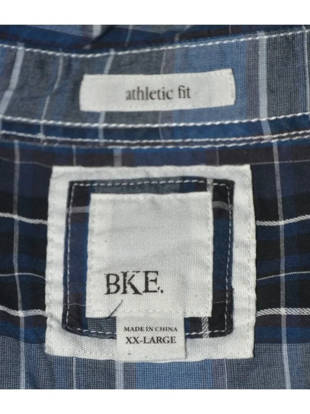 BKE Athletic Fit Mens Blue Plaid Pearl Snap Western Shirt Size XXL Embroidered